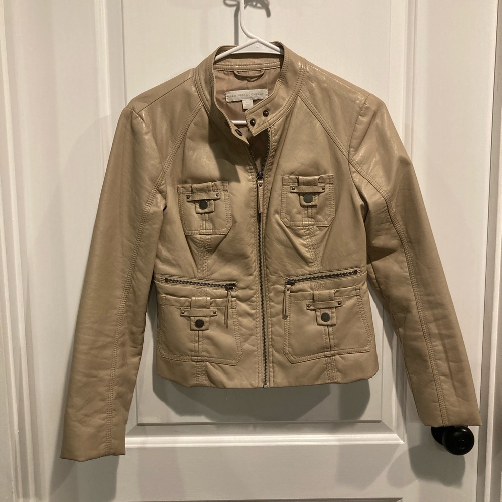 Faux leather moto jacket